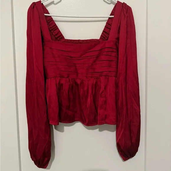 Abercrombie and Fitch Emerson Satin Long-Sleeve Top - Picture 3 of 5